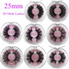 Mikiwi 25mm False Eyelashes Wholesale Thick Strip 25mm 3D Mink Lashes Custom Packaging Label Makeup Dramatic Long Mink Lashes 