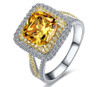  Hot 3ct Square Shape Yellow SONA simulated women ring,weeding ring,silver ring,brand ring