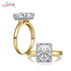  COLORFISH Luxury 4 Carat Princess Cut Sona Solitaire Engagement Ring Gold Color Tow Tone 925 Sterling Silver Ring For Women