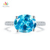 Peacock Star Solid 925 Sterling Silver 4 Carat Anniversary Ring Blue Oval Party Luxury Jewelry CFR8303