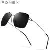 FONEX Polarized Sunglasses Men Ultralight 2019 Brand Design Mirror Alloy Oversize Square Sun Glasses for Men Screwless Eyewear