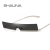 SHAUNA Fashion Half Frame Small Rectangle Sunglasses Women Brand Designer Ins Popular One Piece Red Shades Men