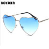 BOYSEEN Heart Shaped Sunglasses WOMEN metal Reflective LENES Fashion sun GLASSES MEN Mirror oculos de sol NEW 014