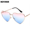 BOYSEEN Heart Shaped Sunglasses WOMEN metal Reflective LENES Fashion sun GLASSES MEN Mirror oculos de sol NEW 014