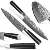 5 PCS Kitchen Chef Knife Sets Japanese Damascus Steel Stainless Steel Chef Nakiri Santoku Utility Paring Cook Tools Ebony Handle