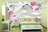  5D wallpaper wallpaper TV background wall painting silk pink rose beautiful marriage room simple flower vine living room