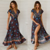 Isiksus Sexy Beach Summer Dress Women Boho Long Summer Dress Maxi Women Dress Elegant Floral Print 2019 Bohemian Sundress DR158