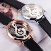 Unique Woman Quartz Analog Hollow Musical Note Style leather WristWatch fashion ladies Gfit Casual watch female Relogio Feminino