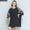 DIMANAF Women T-Shirt Plus Size Summer Oversized Big Cotton Black Floral Embroidery O-Neck Female Tops Tees Loose tshirt 2018