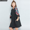 DIMANAF Women T-Shirt Plus Size Summer Oversized Big Cotton Black Floral Embroidery O-Neck Female Tops Tees Loose tshirt 2018