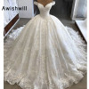 Vestido de Noiva Gorgeous Wedding Dresses 2019 Puffy Cap Sleeve Ball Gown Arabic Lace Bridal Wedding Gown Vintage