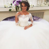 JIERUIZE White Lace Appliques Ball Gown Wedding Dresses 2019 Crystal Sash Button Back Wedding Gowns robe de mariee trouwjurk