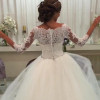 JIERUIZE White Lace Appliques Ball Gown Wedding Dresses 2019 Crystal Sash Button Back Wedding Gowns robe de mariee trouwjurk