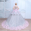 Pink Flower Ball Gown Wedding Dress Bridal Dress Robe De Mariage Mariee Princesa Wedding Dresses 2019 Real Photo HA2043