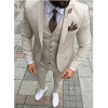 2018 Latest Designs Beige Men Wedding Suit Groomsmen Tuxedo Slim Fit Three Piece Groom Wear Mens Suits Custom Made