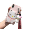 For Samsung s8 s9 plus hello kitty case cute mirror phone cover for samsung galaxy s7 s7edge matte tpu fundas 3D holder strap