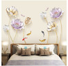 Chinese Style Flower 3D Wallpaper Wall Stickers Living Room Bedroom Bathroom Home Decor Decoration Poster