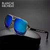  High Quality Square Sunglasses Men Polarized UV400 Fashion Sunglass Mirror Sport sun glasses Oversized Driving Gold frame oculos