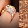  925 Silver Crystal Lovely Dog Pig Rabbit Monkey Shape Inlaid Animal Rings Women Girl Opening Ring Wedding Party Jewelry