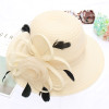 Kajeer Summer Hats for Women Solid Satin Feather Floral Wide Brim Sun Hats Ladies Floppy Hats for Flower Church Tea Party Dress