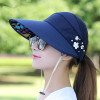 2018 Hot 1PCS women summer Sun Hats pearl packable sun visor hat with big heads wide brim beach hat UV protection female cap