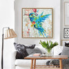 Humming Bird Hand Painted Oil Painting On Canvas Colourful Animal Modern Handmade Poster For Wall Art Decor In Bedroom