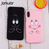 JAMULAR Cute Cartoon Laught Face Big Eye Hard PC Case Cover For iphone X For iphone 6s 6Plus 7 8 Plus 10 Coque Funda Protective