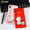 JAMULAR Cute Cartoon Rabbit Fitted Case For iphone X 10 Skin Matte Hard Back Cover For iphone 6 6sPlus 7 8Plus Capinha Phone Bag