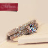  Luxury Female White Bridal Wedding Ring Set Fashion 925 Silver Filled Jewelry Promise CZ Stone Engagement Rings For Women