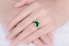 DOUBLE-R Created Emerald 3.38ct Gemstone Sterling Silver Ring Zircon 925 Engagement Ring