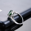 DOUBLE-R Created Emerald 3.38ct Gemstone Sterling Silver Ring Zircon 925 Engagement Ring