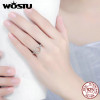 WOSTU 2022 Real 925 Sterling Silver Lucky Circle Finger Rings For Women Fashion Jewelry Gift CQR041