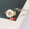 Juicy Grape Hand Painted Enamel Glaze Gilded Ring Women White daisy Flower Zircon Cherry Opening Adjustable Ring Fashion Jewelry
