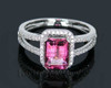 Vintage New&amp;Amazing! 1.98Ct Solid 18K White Gold Diamond Pink Tourmaline Wedding Ring