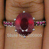 Hot Selling Vintage Oval 8x10mm Solid 14kt White Gold Diamond Wedding Red Ruby Ring SR150H