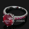 Hot Selling Vintage Oval 8x10mm Solid 14kt White Gold Diamond Wedding Red Ruby Ring SR150H