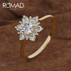 ROMAD Fashion Snowflake White Zircon Gold Color Ring For Women Engagement Wedding Heart Flower Shape Party Jewelry Rings R4