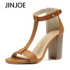 JINJOE Rubbing sandals Rome shoes Women Shoes Sandals Summer Ankle Wrap Sandals High Heels Chunky High Heel Work Shoes