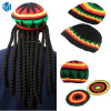Miya Mona Men's Winter Hat Wig Braid Jamaican Bob Marley Rasta Multicolor Headwear Striped Cappello Beanie Hip hop knit cap