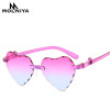 New Girl Love Heart Shape Sunglasses Child Siamese Frame Colorful Sun Glasses Tint Clear Lens Blue Red Pink Shades 