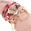 Duoya Brand Watch Women Leopard Luxury Band Bracelet Quartz Braided Winding Wrap Beige Long Chain Female WristWatch