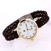  2017 New Fashion Women Gold Braided Leather Wrist Watch For Women Ladies Dress Star Crystal Luxury Crystal Quartz Watch Clock 