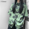 New Casual Chinese Dragon Harsjuku Shirt Green Summer Loose Short Sleeve T-shirt