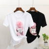 2018 Spring Summer t shirt 3D floral sequins Bottle tshirt cotton tops women T shirt