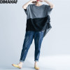 DIMANAF Women T-Shirt Summer Plus Size Chiffon Patchwork Elegant Oversized Irregular Basic Tops Female Casual Loose Tees Shirt