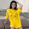 Harajuku Kawaii Cartoon Print Short Sleeve long T Shirt Tops Women Summer Korean Fashion Yellow Cute Tshirt Clothes