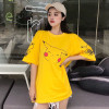 Harajuku Kawaii Cartoon Print Short Sleeve long T Shirt Tops Women Summer Korean Fashion Yellow Cute Tshirt Clothes