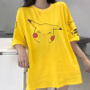 Harajuku Kawaii Cartoon Print Short Sleeve long T Shirt Tops Women Summer Korean Fashion Yellow Cute Tshirt Clothes