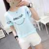 M22 Summer Short Sleeves T Shirts UH HUH HONEY O Neck Black Tees Letter Print Women Tops and Tees I859