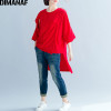 DIMANAF Plus Size Women T-Shirts Basic Lady Tops Tee Female Clothes Solid Spliced Loose Batwing Tunic Shirt Big Size 2019 Summer